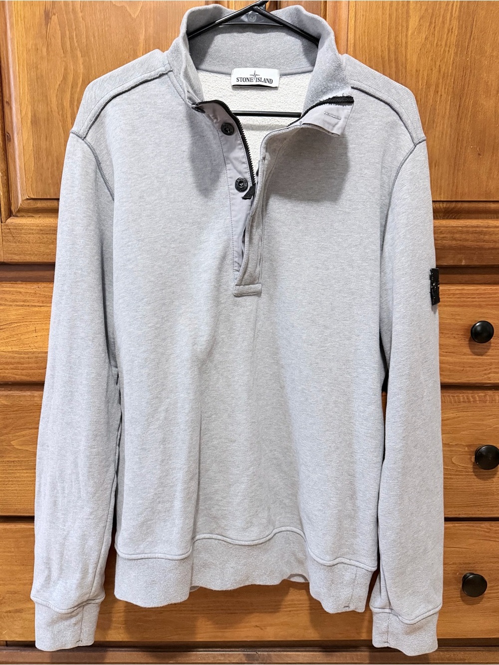 Stone Island Light Gray Quarter-Zip Pullover Sweatshirt